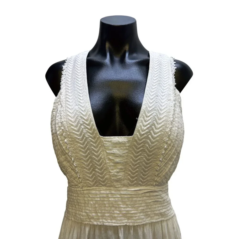 Ramy Brook White Maxi Dress w/Pleated Bodice Size S - Picture 2 of 10